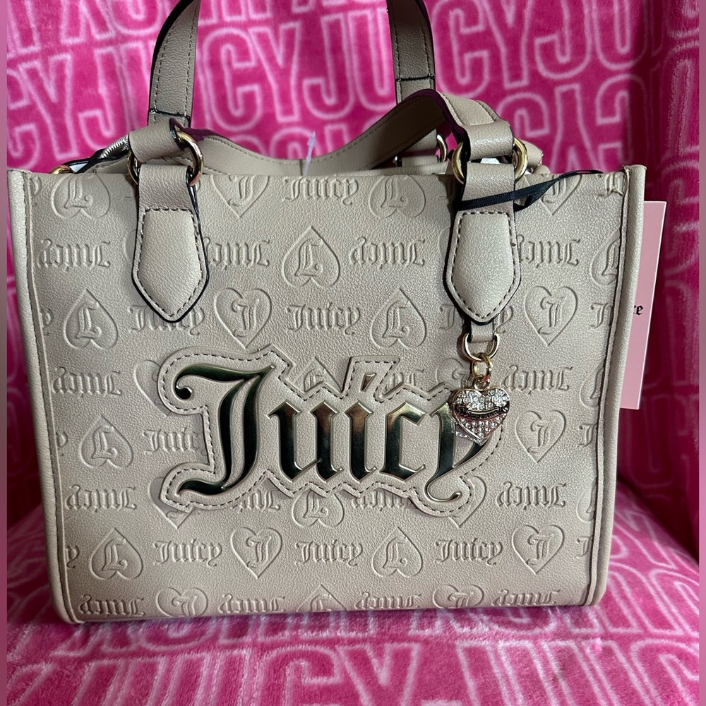 Tan Juicy Bag. Vintage gold style hardware.
